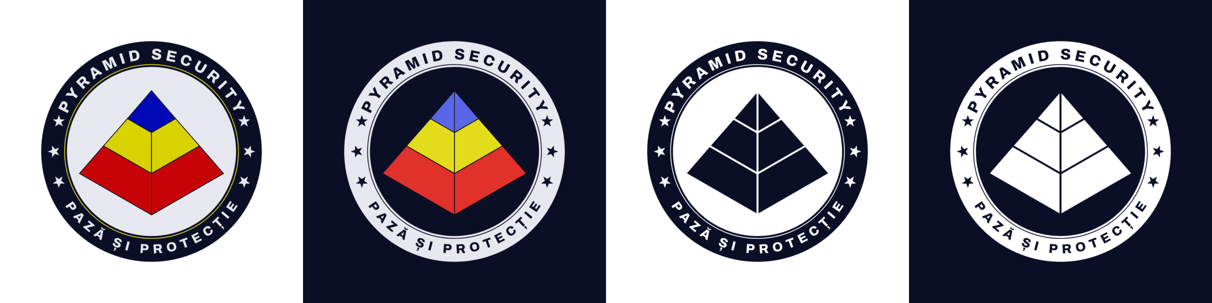 The new logo in colour, on a dark background and in monochrome